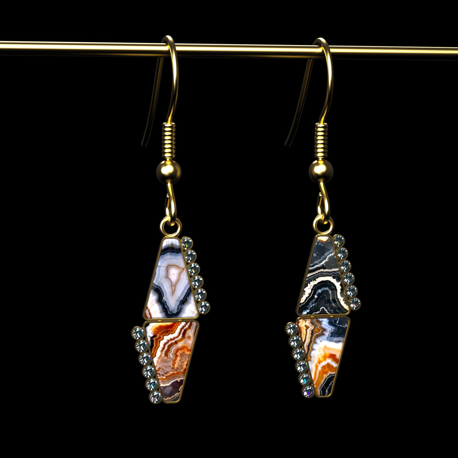 DAZ3D gemstone jewelry for Genesis 8 and 9 female characters Frontier Earrings set one
