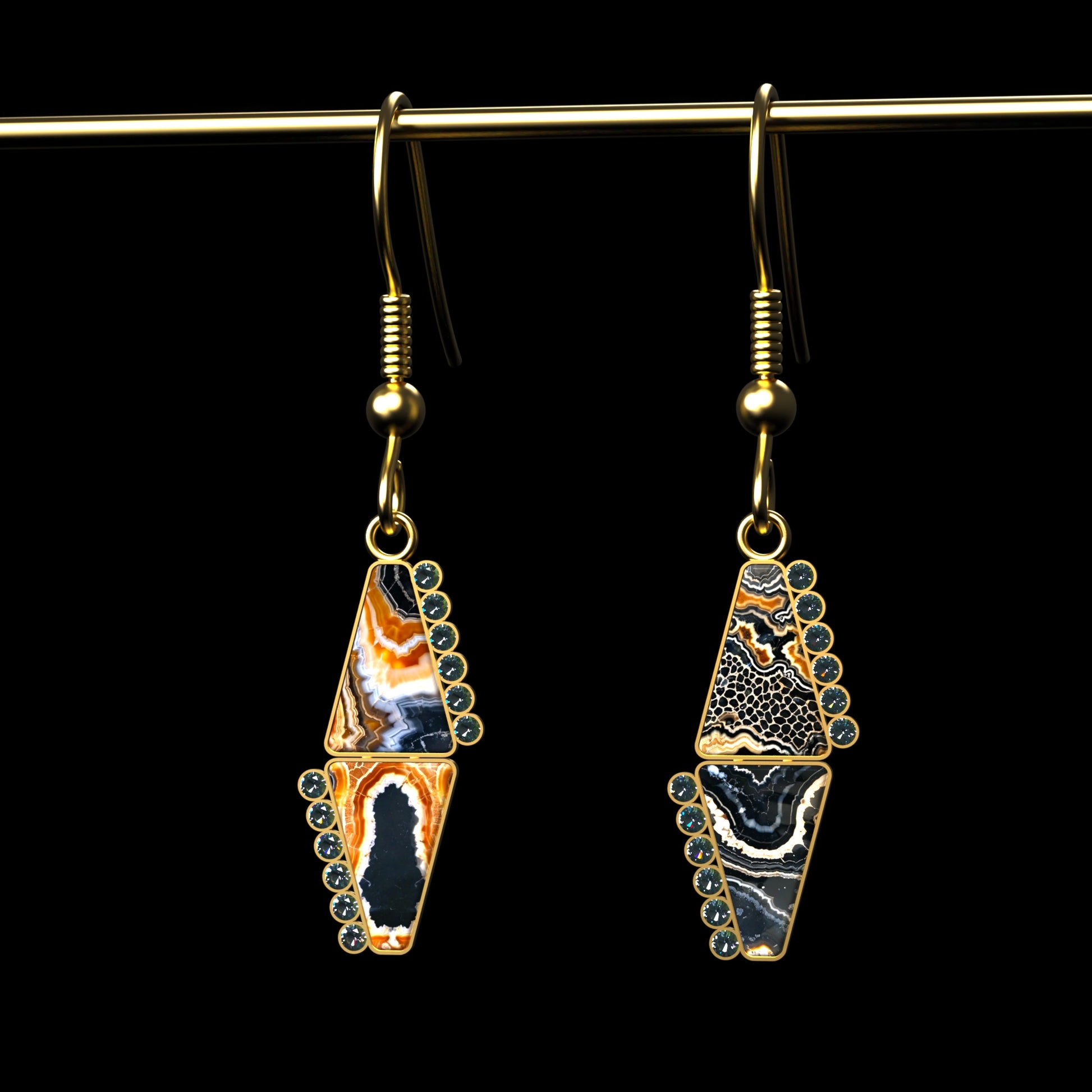 DAZ3D gemstone jewelry for Genesis 8 and 9 female characters Frontier Earrings set Two