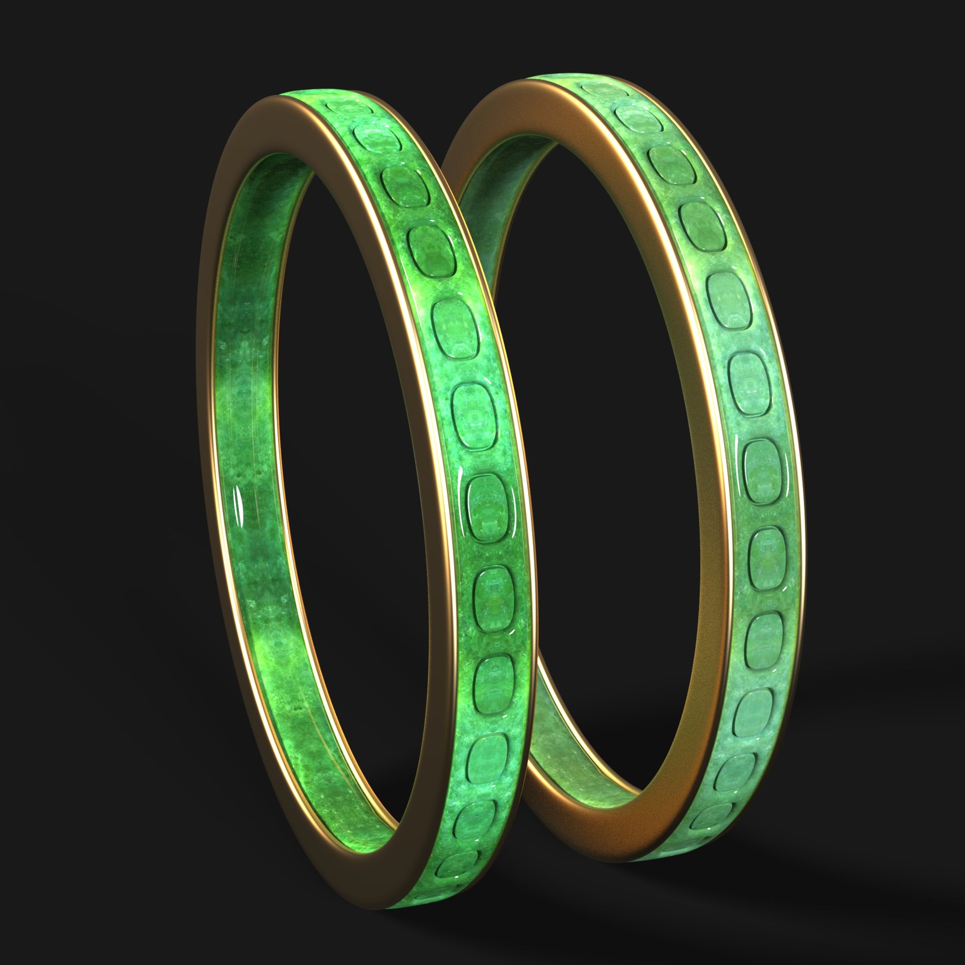 DAZ3D gemstone jewelry for Genesis 8 and 9 female characters Jungle Jade Bangles Two