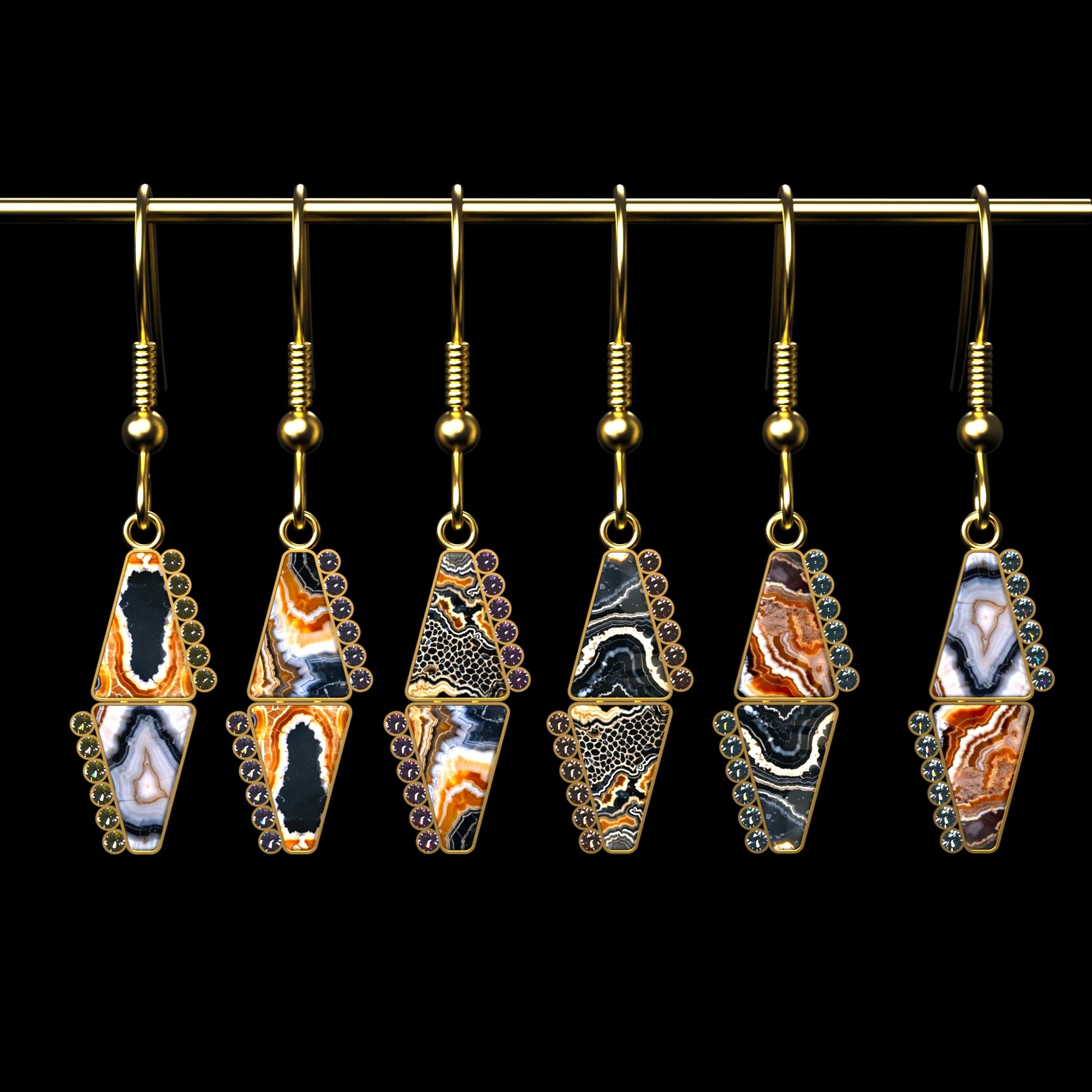 DAZ3D gemstone jewelry for Genesis 8 and 9 female characters Frontier Earrings set Multi