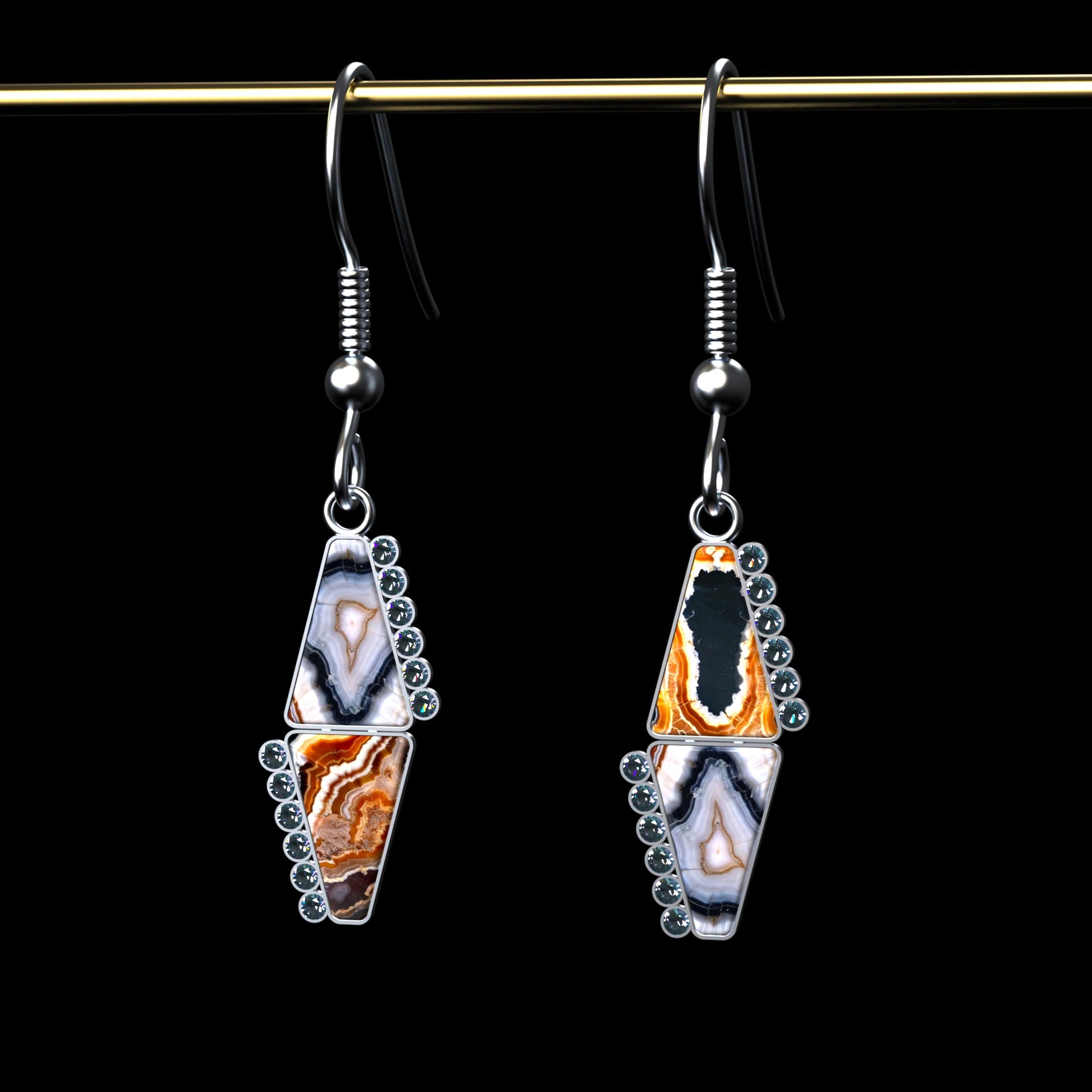 DAZ3D gemstone jewelry for Genesis 8 and 9 female characters Frontier Earrings set Three