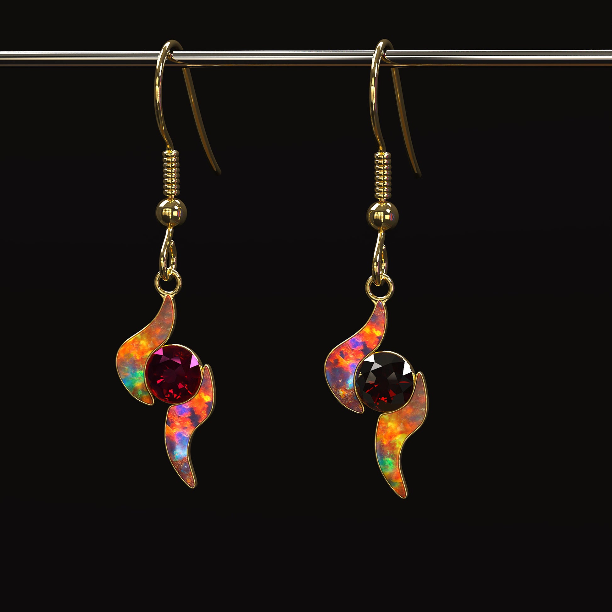 DAZ3D gemstone jewelry for Genesis 8 and 9 female characters Fire Of Life Earrings Set one