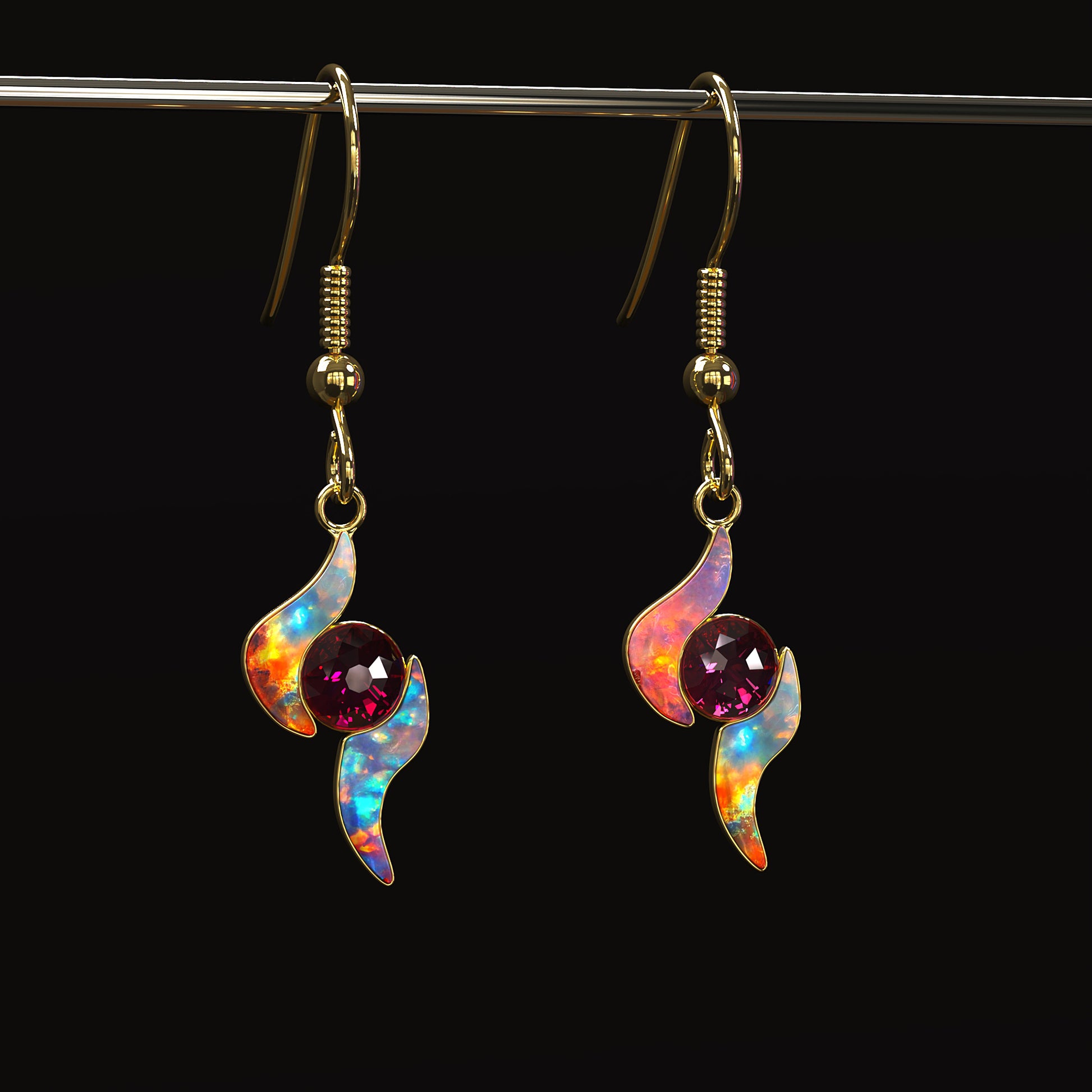 DAZ3D gemstone jewelry for Genesis 8 and 9 female characters Fire Of Life Earrings Set Two