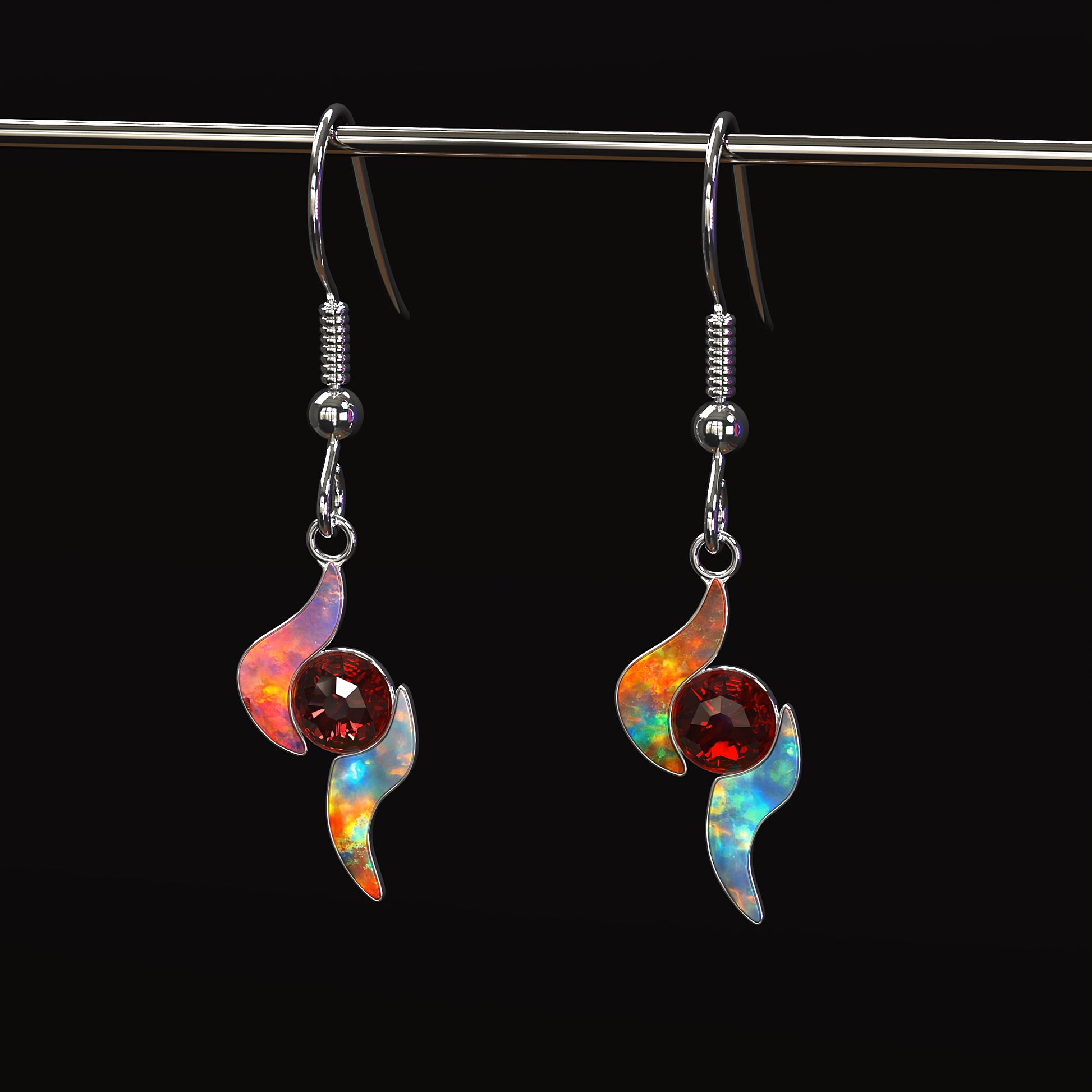DAZ3D gemstone jewelry for Genesis 8 and 9 female characters Fire Of Life Earrings Set Three