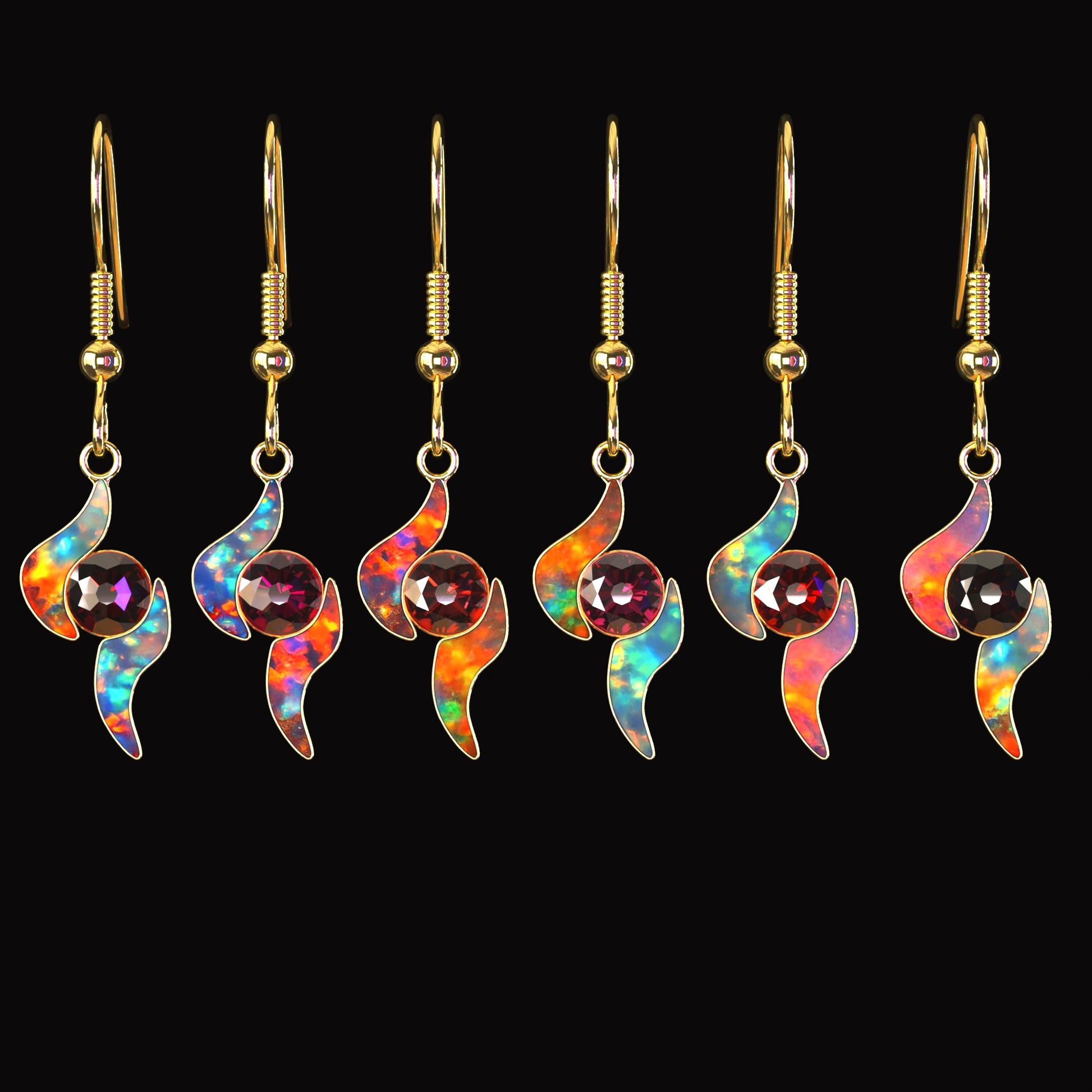 DAZ3D gemstone jewelry for Genesis 8 and 9 female characters Fire Of Life Earrings Set Multi