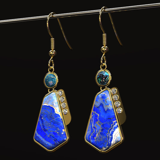 DAZ3D gemstone jewelry for Genesis 8 and 9 female characters Opal and Lapis lazuli Front one