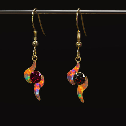 DAZ3D gemstone jewelry for Genesis 8 and 9 female characters Fire Of Life Earrings Set one