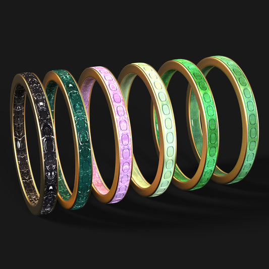 DAZ3D gemstone jewelry for Genesis 8 and 9 female characters Jungle Jade Bangles Multi
